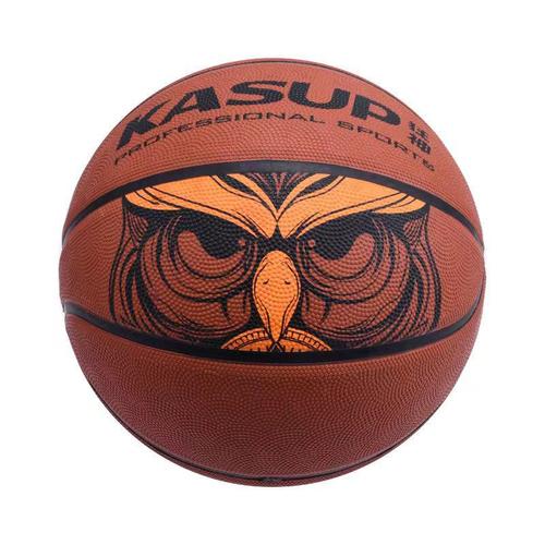 狂神体育七号棕色篮球ks0766猫头鹰图案天然橡胶球户外运动用品